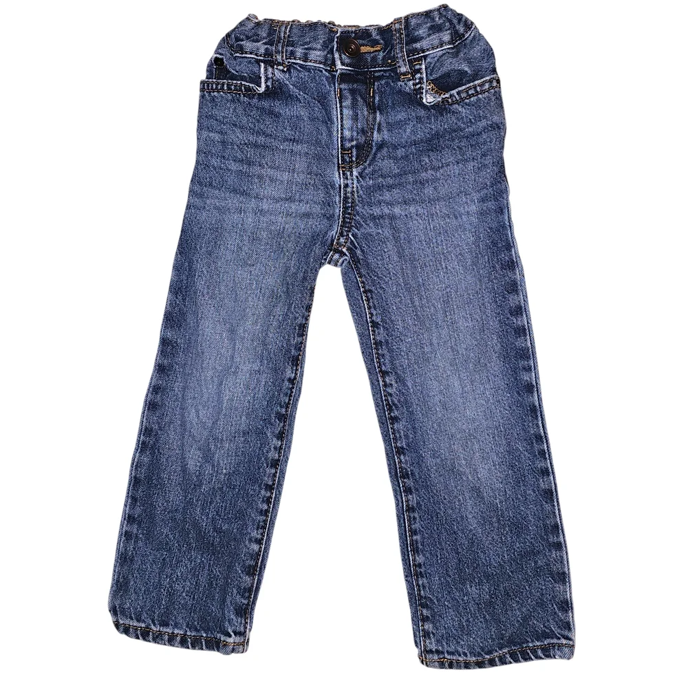 Kids Blue Denim Jeans toddler elastic straight-leg 3T